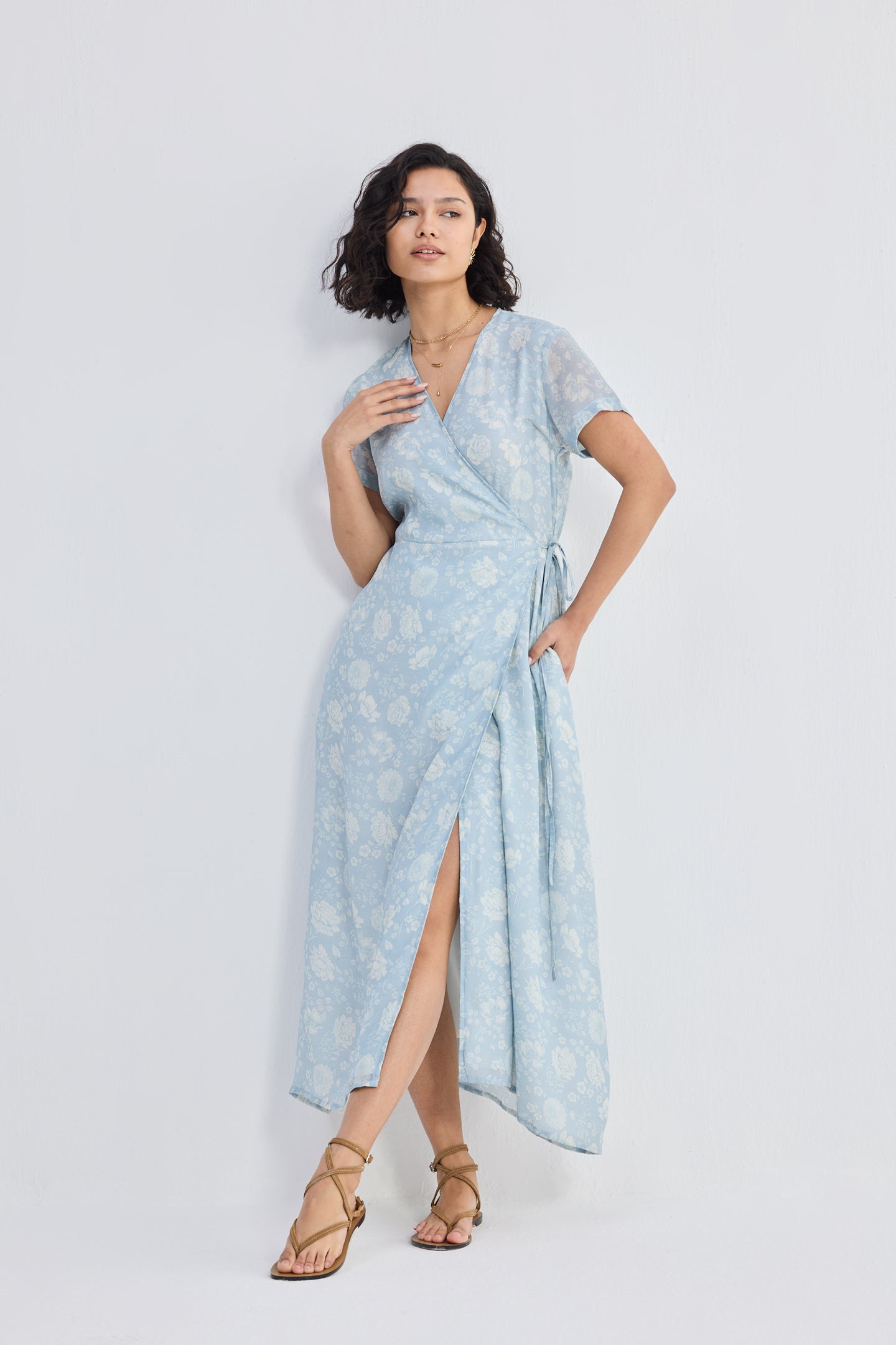 Maxi Wrap Dress in Florals
